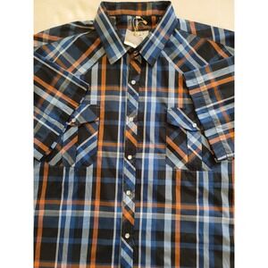 NWT Coevals Club Men's Multicolor Plaid Short-Sleeve Snap Button-Up Shirt 4XL